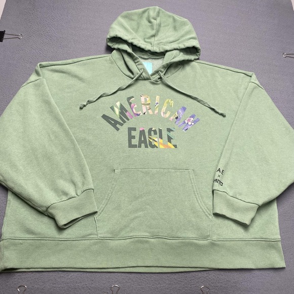 American Eagle Outfitters Tops - American Eagle Outfitters Hoodie Sweatshirt Womens XL Green AE X Naito Floral